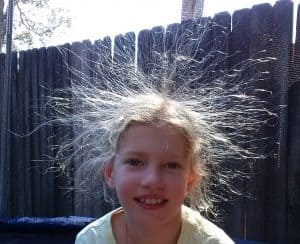 Child with static hair